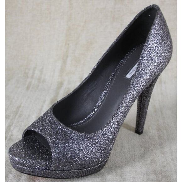 Vera Wang Lavender Selima Silver Glitter Peep Toe Heel Platform Pumps Size 7.5 - Picture 3 of 10